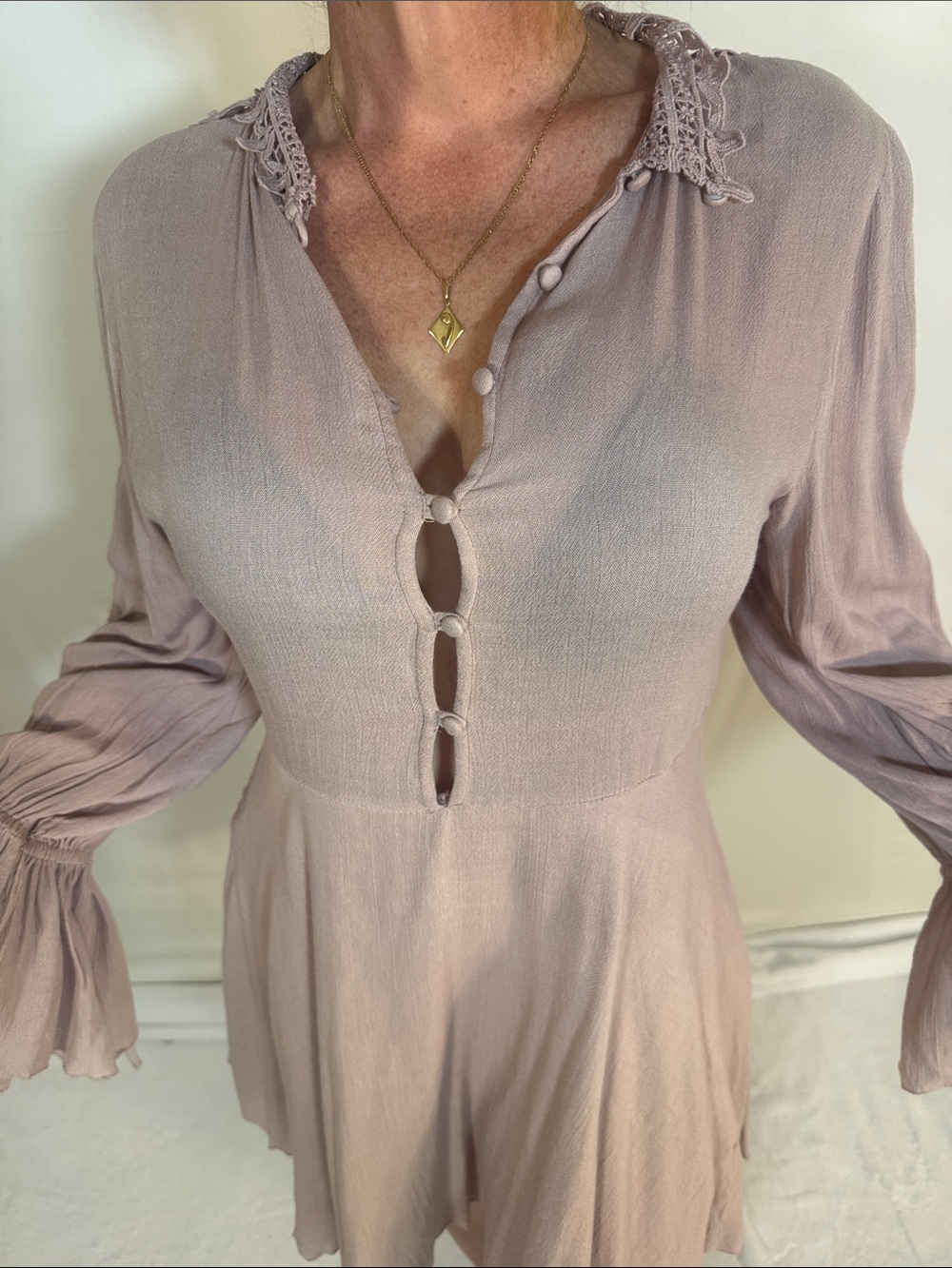 FP ONE DUSTY MAUVE LACE MINI DRESS SP - Picture 4 of 9